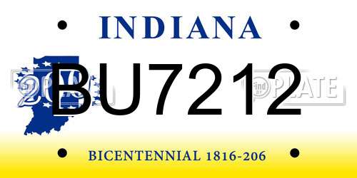BU7212 Indiana License Plate