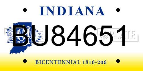 BU84651 Indiana License Plate