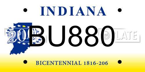 BU880 Indiana License Plate