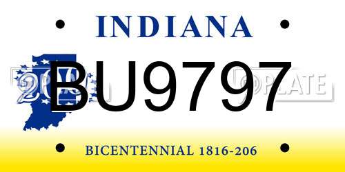 BU9797 Indiana License Plate