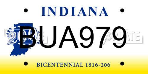 BUA979 Indiana License Plate