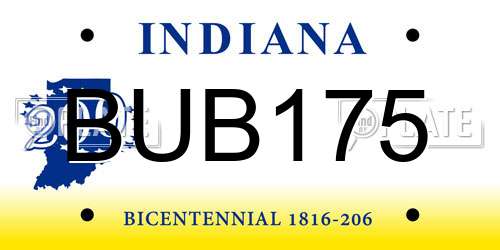 BUB175 Indiana License Plate