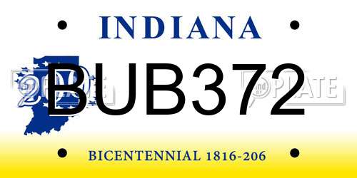 BUB372 Indiana License Plate