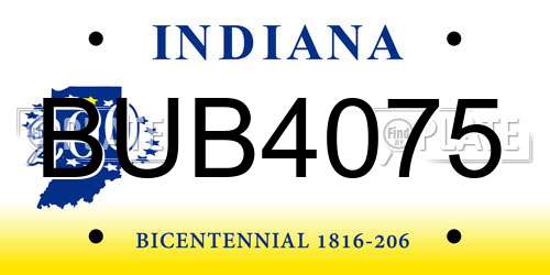 BUB4075 Indiana License Plate