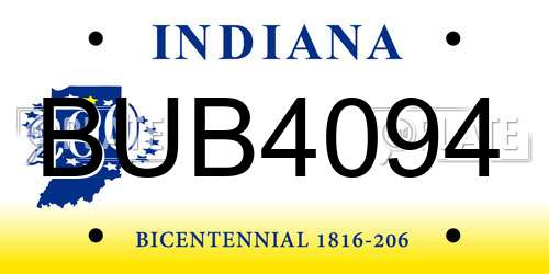 BUB4094 Indiana License Plate