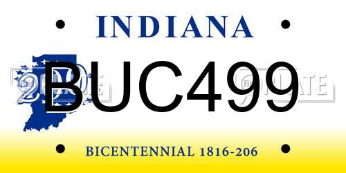 BUC499 Indiana License Plate