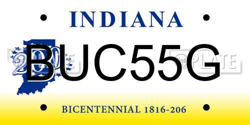 BUC55G Indiana License Plate