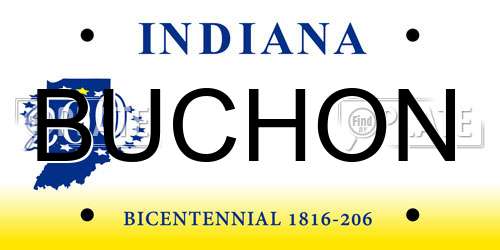 BUCHON Indiana License Plate