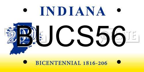BUCS56 Indiana License Plate