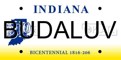 BUDALUV Indiana License Plate