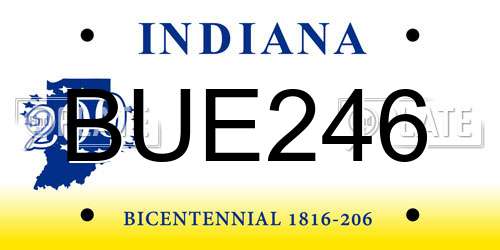 BUE246 Indiana License Plate
