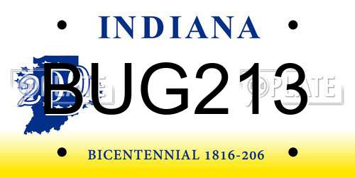 BUG213 Indiana License Plate