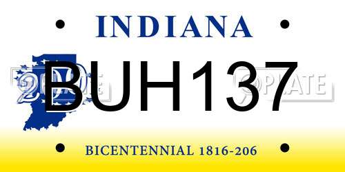 BUH137 Indiana License Plate