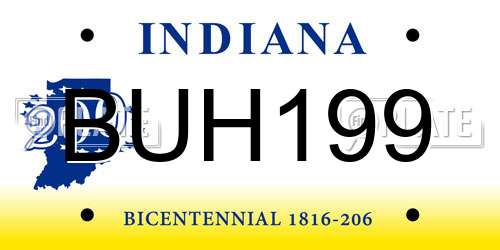 BUH199 Indiana License Plate