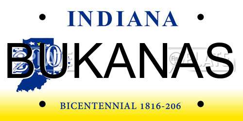 BUKANAS Indiana License Plate