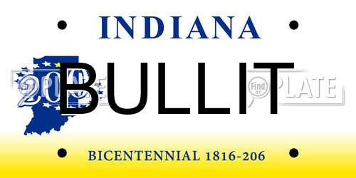 BULLIT Indiana License Plate