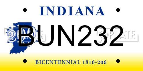 BUN232 Indiana License Plate