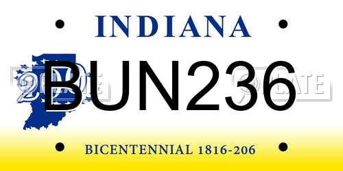 BUN236 Indiana License Plate