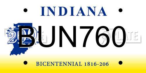 BUN760 Indiana License Plate