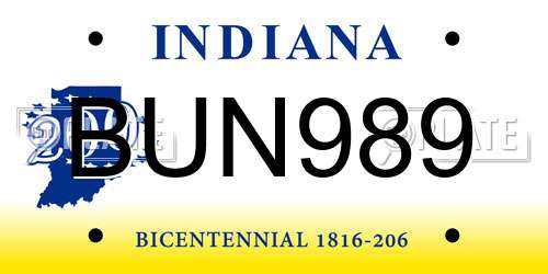 BUN989 Indiana License Plate