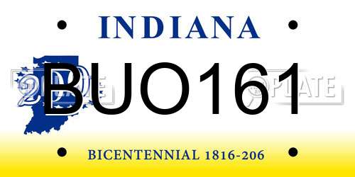 BUO161 Indiana License Plate
