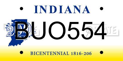 BUO554 Indiana License Plate