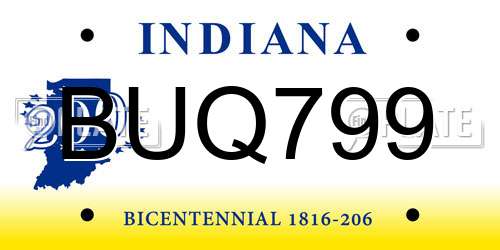 BUQ799 Indiana License Plate