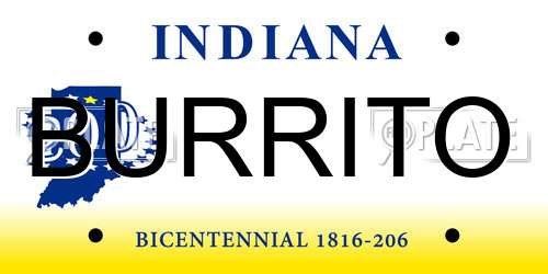 BURRITO Indiana License Plate