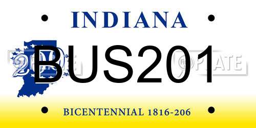 BUS201 Indiana License Plate
