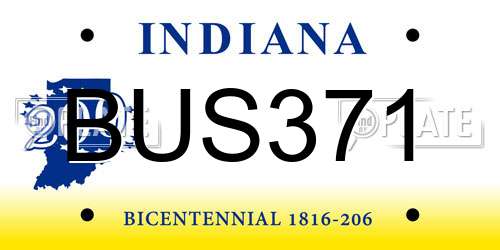 BUS371 Indiana License Plate