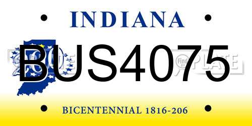 BUS4075 Indiana License Plate