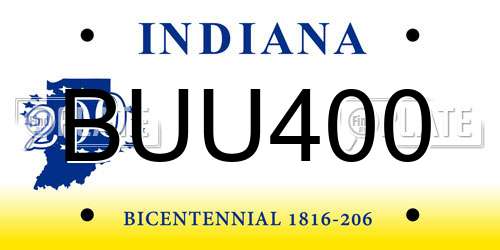 BUU400 Indiana License Plate
