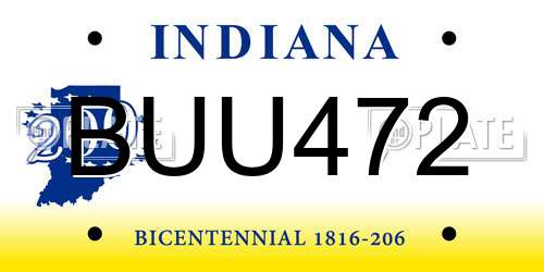 BUU472 Indiana License Plate