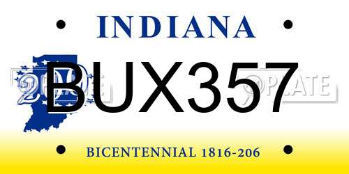 BUX357 Indiana License Plate