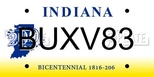 BUXV83 Indiana License Plate