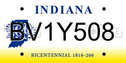 BV1Y508 Indiana License Plate