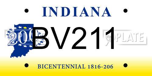 BV211 Indiana License Plate