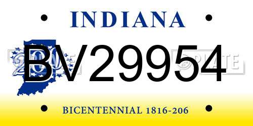 BV29954 Indiana License Plate