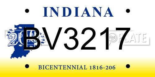 BV3217 Indiana License Plate