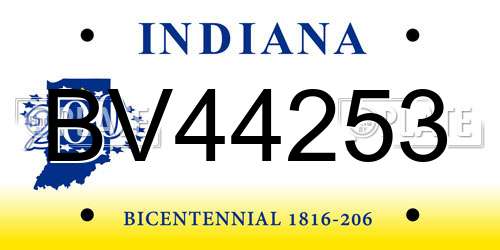 BV44253 Indiana License Plate