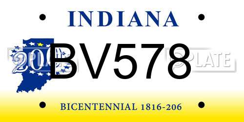 BV578 Indiana License Plate