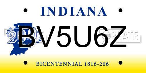 BV5U6Z Indiana License Plate