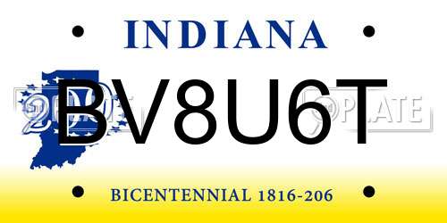 BV8U6T Indiana License Plate