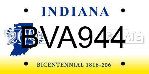 BVA944 Indiana License Plate