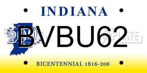 BVBU62 Indiana License Plate