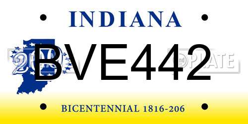 BVE442 Indiana License Plate