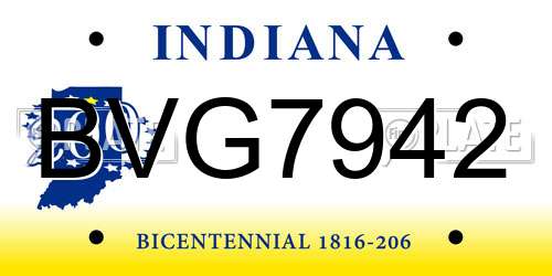 BVG7942 Indiana License Plate