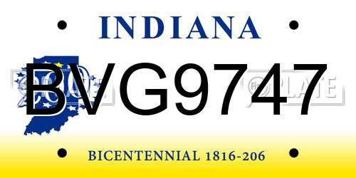 BVG9747 Indiana License Plate