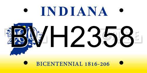 BVH2358 Indiana License Plate