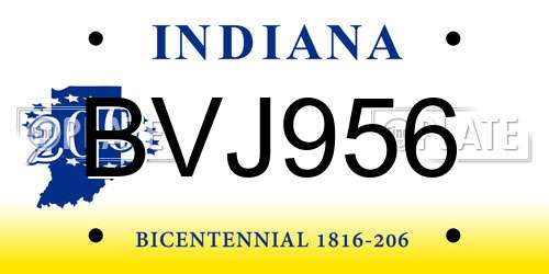 BVJ956 Indiana License Plate